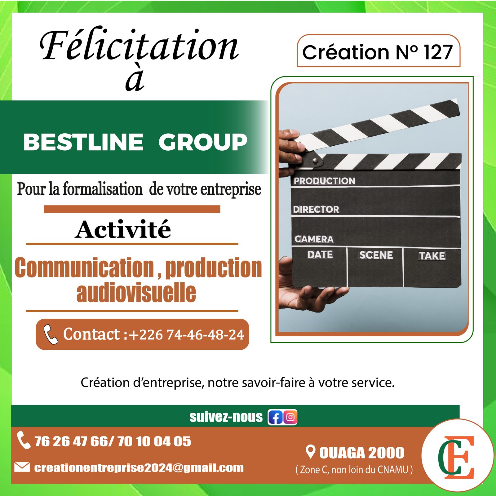 BESTLINE GROUP a été formalisée avec succès.